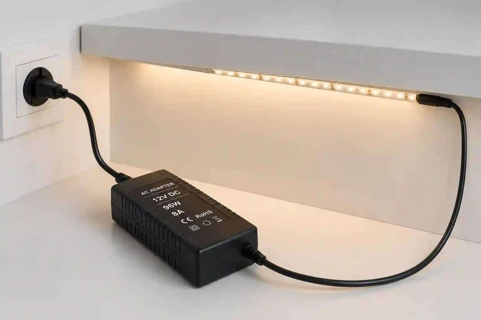 LED napájecí zdroj 12V 96W 8A s ochranou proti přepětí, přehřátí a zkratu